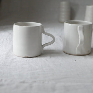 handmade simple shiny white mug