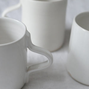 handmade simple shiny white mug