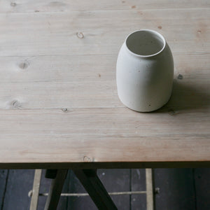 white speckled stoneware vase