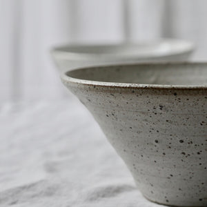 white flecked fluted salad bowl