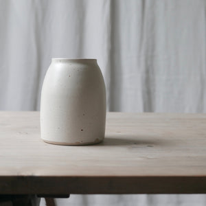 white speckled stoneware vase