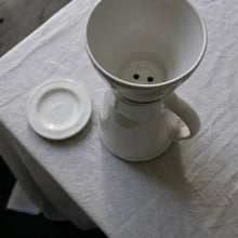 Load image into Gallery viewer, simple white stoneware coffee pot with filter &amp; base